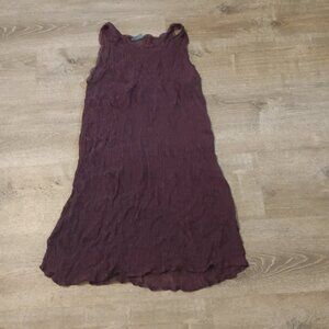 Rare PRIVATSACHEN Crinkled Gauze Dress Tunic | Burgundy Plum Textured Cotton